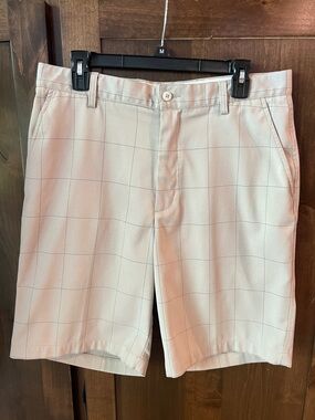 Men's Footjoy Beige Golf Shorts with black cross stripe